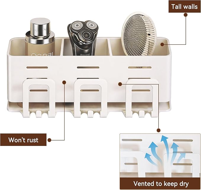 Toothbrush Holders for Bathrooms, Holds Up to 6 Toothbrushes, Ventilated Design, Bathroom Organizers and Storage, Large Capacity for More Items, Wall Mounted, Space Saving Bathroom Accessory