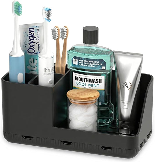 Toothbrush Holders for Bathroom Counter - Detachable Bathroom Organizer and Storage Electric Toothbrush and Toothpaste Holder, Bathroom Decor Accessories for Countertop, Shower, Sink