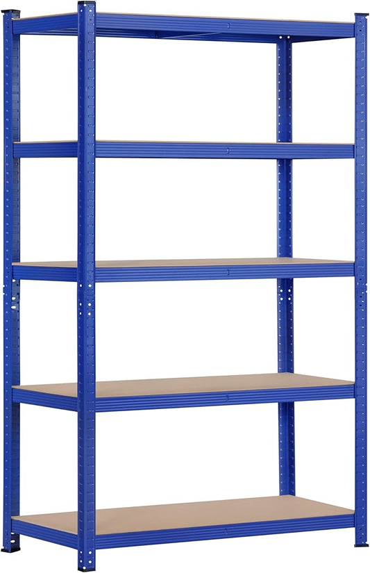 Topeakmart 5-Tier Utility Shelves, Metal Storage Shelves Unit Adjustable Garage Storage Shelves Racks Heavy Duty Shed Shelving- Blue, 35.5 x 16 x 71 Inch