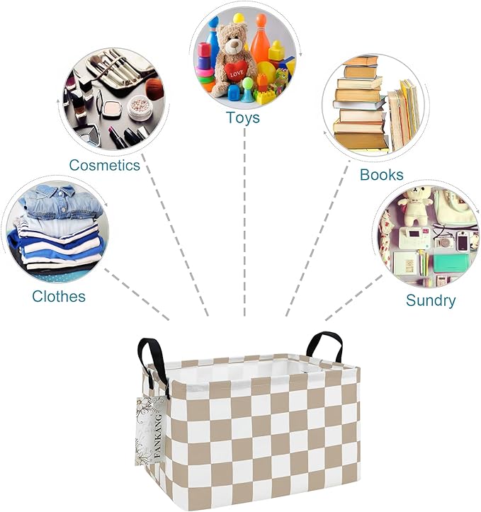 Storage Bins,Nursery Hamper Canvas Laundry Basket Foldable with Waterproof PE Coating Storage Baskets for Boys and Girls, Office, Bedroom, Clothes,Toys(Rec-Beige flag ）