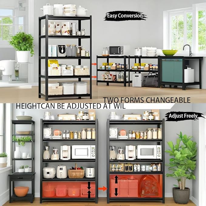 Adjustable Shelves Heavy Duty Storage Shelving Unit Black Steel for Office Garage Classroom Warehouse Studio 72" H x 36" W x 16.1" D 2000LBS 5-Tier