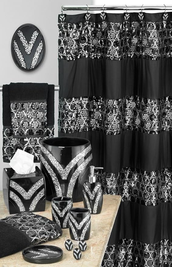 Zahari Home Sinatra Soap Dispenser/Lotion Pump Unique Design Bling Glass Mosaic Décor, Black