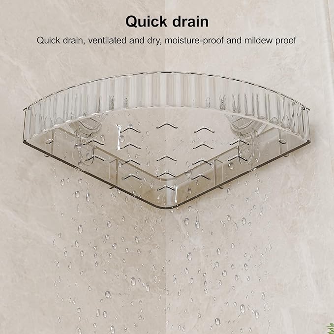 Shower Caddy Suction Cup Corner Bathroom Shower Organizer for Bathroom Storage & Home Decor Kitchen No Drilling Large Capacity Removable and Reusable Shower Shelves for Inside Shower (corner,Clear)
