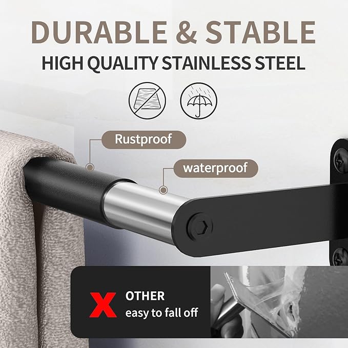 JUYSON Towel Bar for Bathroom 30 Inch Matte Black, Towel Racks for Bathroom Wall Mounted,Bathroom Accessories Stainless Steel Towel Rod Single Towel Holder Towel Hanger(Single Bar-Black, 30 in)