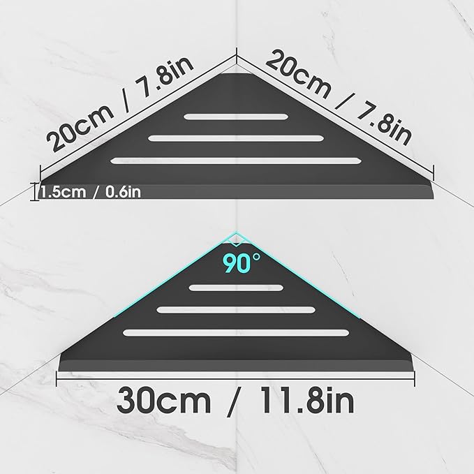 Shower Corner Shelf,304 Stainless Steel Caddy, No Drill Shower Shelf,Won't Fall Off Organizer, Large Capacity Floating Corner Shelves Shampoo Holder (Black 3-Pack)