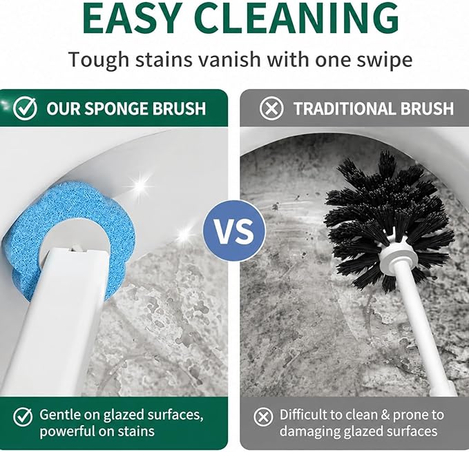 Disposable Toilet Bowl Wand Refills, Toilet Cleaning Refills, Disinfecting Scrubbing Pads,60 Count Disposable Toilet Brush Refills, Toilet Cleaning Sponges Heads for Bathtub, Floor, Drain