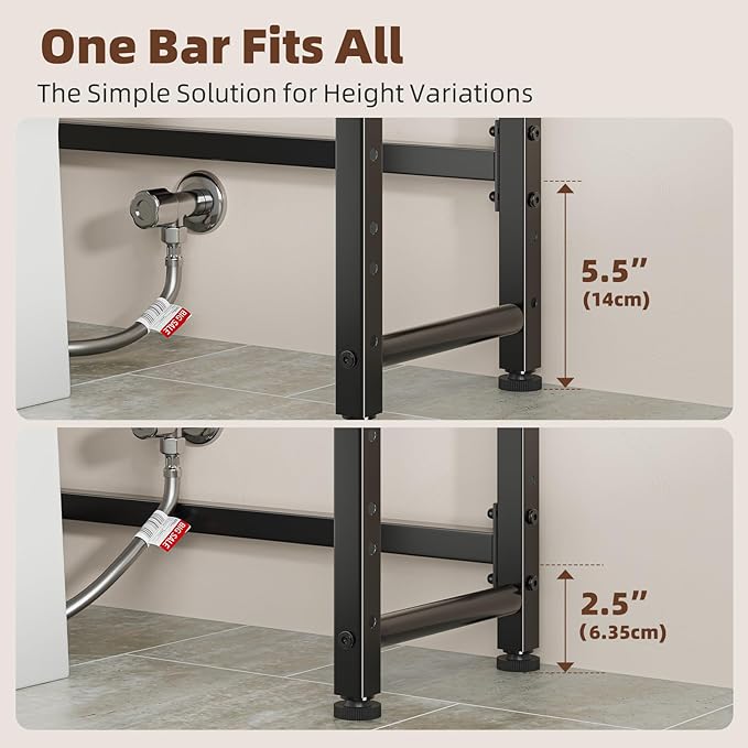 Ekisemio Over The Toilet Storage Rack, 4 Tier Over Toilet Shelf with Adjustable Feet, Freestanding Bathroom Organizer with Wooden Shelves, Hooks, Paper Holder, Vintage Brown