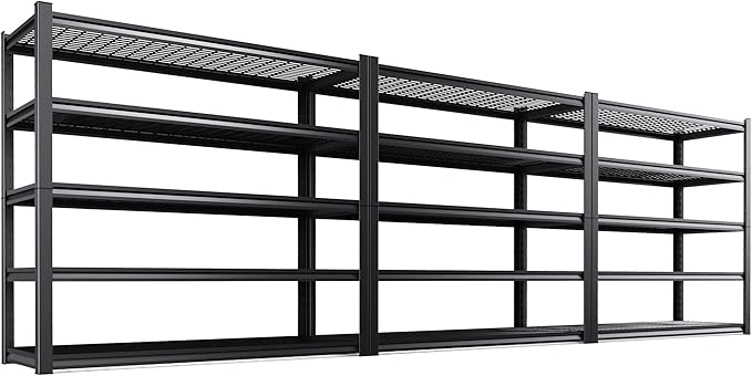 3 Pack Storage Shelves,3000LBS Garage Shelving,Adjustable Garage Shelves,Heavy Duty Metal Shelving, 5 Tier Wood Utility Steel Shelf, Easy-to-Install Shelving Units and Storage 72''x59''x19.7