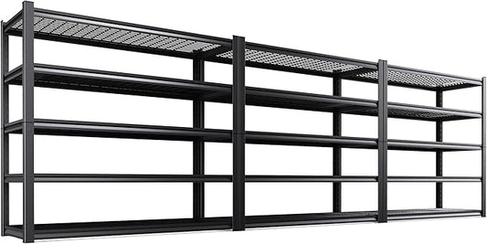 3 Pack Storage Shelves,3000LBS Garage Shelving,Adjustable Garage Shelves,Heavy Duty Metal Shelving, 5 Tier Wood Utility Steel Shelf, Easy-to-Install Shelving Units and Storage 72''x59''x19.7