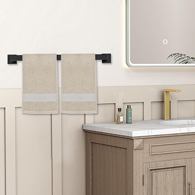 JOPOFI 5 Piece Bathroom Towel Bar Set - 23.6 Inch Bathroom Towel Holder, SUS304 Stainless Steel Towel Racks for Bathroom Wall Mounted, Bathroom Hardware Accessories Set - Matte Black
