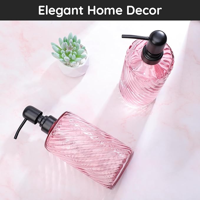 Segbeauty Soap Dispenser Set, 2 Pack Refillable Glass Soap Dispenser with Stainless Steel Pump, 500ml Empty Shampoo and Conditioner Bottles for Bathroom and Kitchen Farmhouse Decor