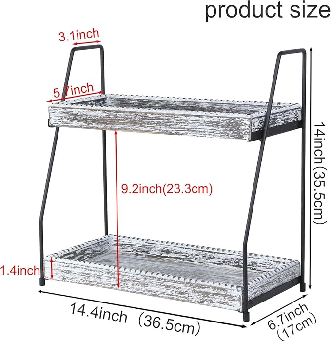 Gurfuy Bathroom Vanity Organizer 2-Tier Wood Countertop Storage Counter Shelf for Makeup Skincare Perfume Jewelry Tray Spice Rack White