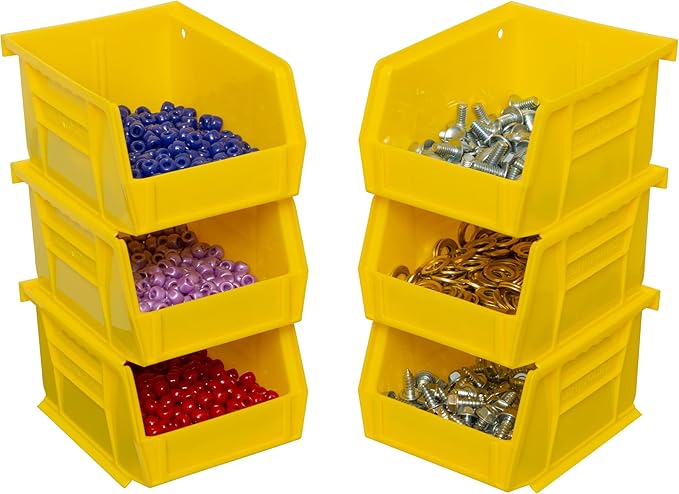 Akro-Mils Storage Bins 30210, Plastic | Stackable | Hanging Design | 5" x 4" x 3" | Yellow | Pack of 24