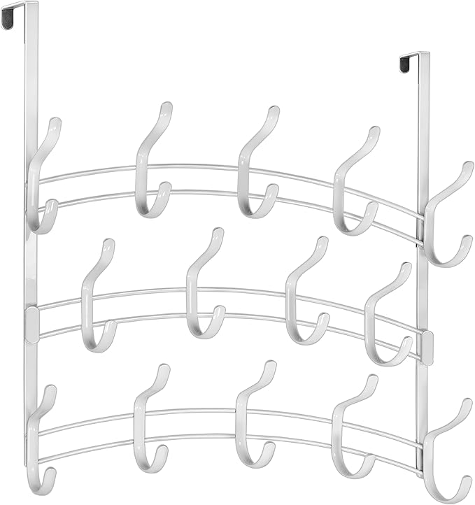 LYNK Professional® Home™ Over the Door Hooks - 28 Hook – Over the Door Coat Rack - Over the Door Hanger - Hanging Towels or Clothes - Bathroom, Bedroom, Laundry Room - Lifetime Ltd. Warranty, White