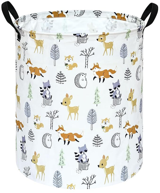 19.7 Inch Round Laundry Hamper Cute Animal Pattern Laundry Basket Fabric Storage Hamper Organization Bin, Toy Box,Gift Basket with Handles for Room