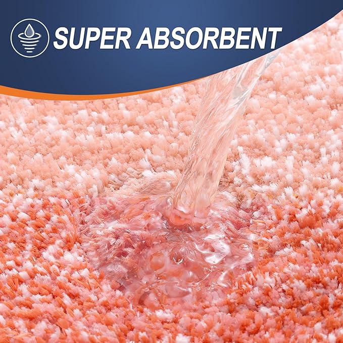 OLANLY Bathroom Rug Set 2 Piece, Soft Absorbent Microfiber Bath Mats and U-Shaped Contour Toilet Rug, Non-Slip, Machine Wash Dry, Plush Shaggy Bath Mats for Bathroom (30"x20"+24"x20", Coral)