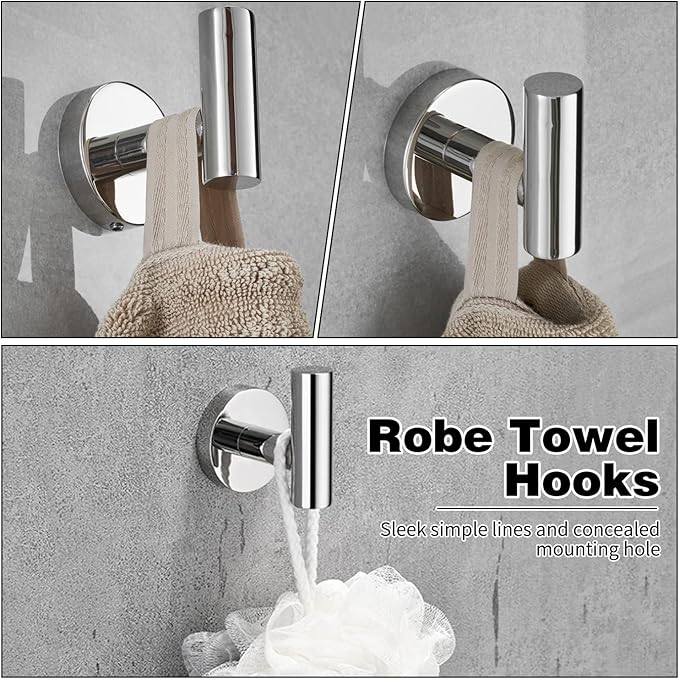 10pcs Bathroom Hardware Set, Brushed Nickel Bathroom Hardware Set, Including 16" Hand Towel Bars, Toilet Paper Holders, Towel Rings, Robe Towel Hooks