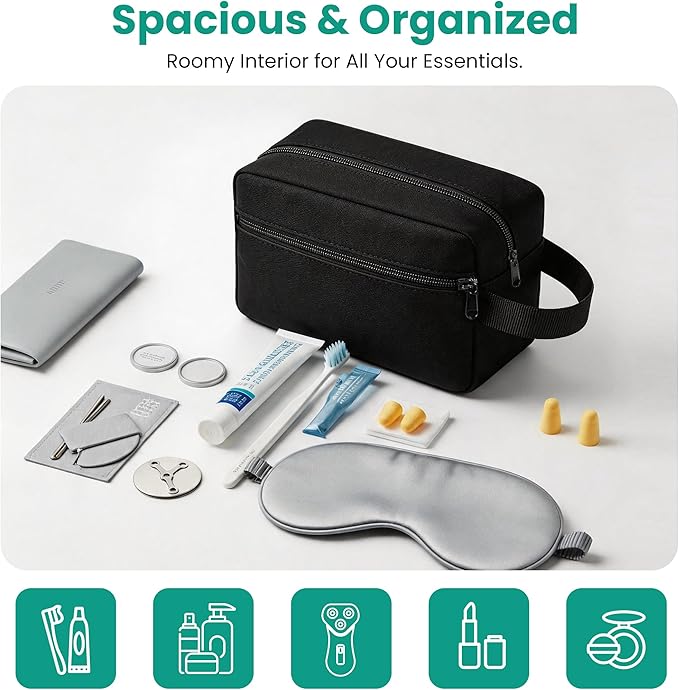 Travel Toiletry bag for Women and Men,Small Cosmetic Bag Hanging Lightweight Makeup Bag Small Tool Bag Travel Organizer accessories for Women Men - Black