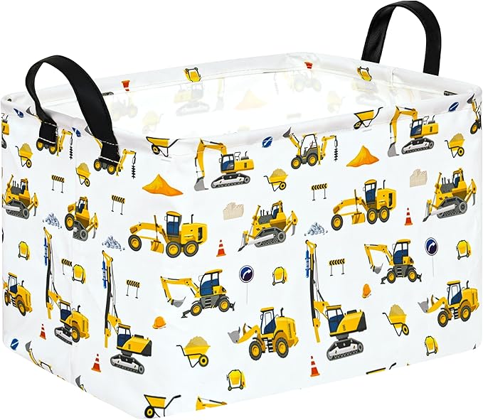 Baby Storage Basket Nursery Box Laundry Hamper Organization Bins for Toys and Clothes with Handles (Vehicle)