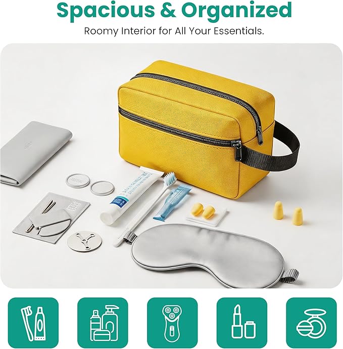 Travel Toiletry bag for Women and Men,Small Cosmetic Bag Hanging Lightweight Makeup Bag Small Tool Bag Travel Organizer accessories for Women Men - Yellow