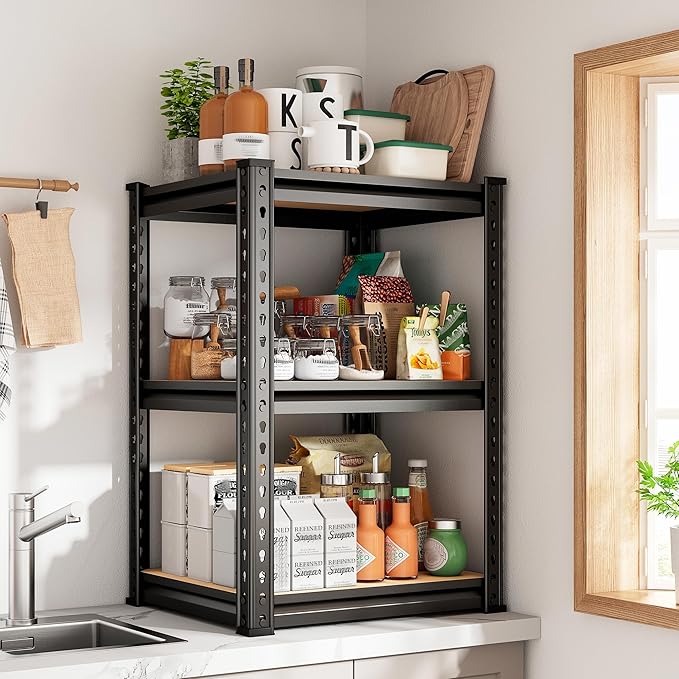 REIBII Storage Shelves 6 Tier Garage Shelving, Adjustable Shelving Units Loads 2256LBS, Narrow Shelves Units and Storage for Kitchen, Pantry, Garage, Closet, Basement, 16" W x 16" D x 72.2" H