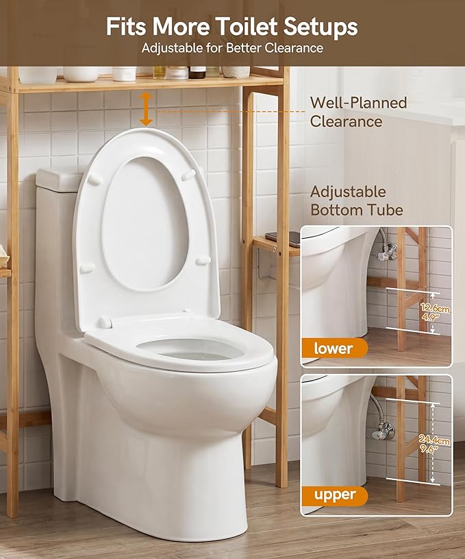 Afuly Bamboo Over the Toilet Storage Cabinet with Doors Bathroom Shelves Over Toilet Organizers and Storage, Above Toilet Shelf with Paper Holder, Phone Stand and Hooks, Space Saver (Natural)
