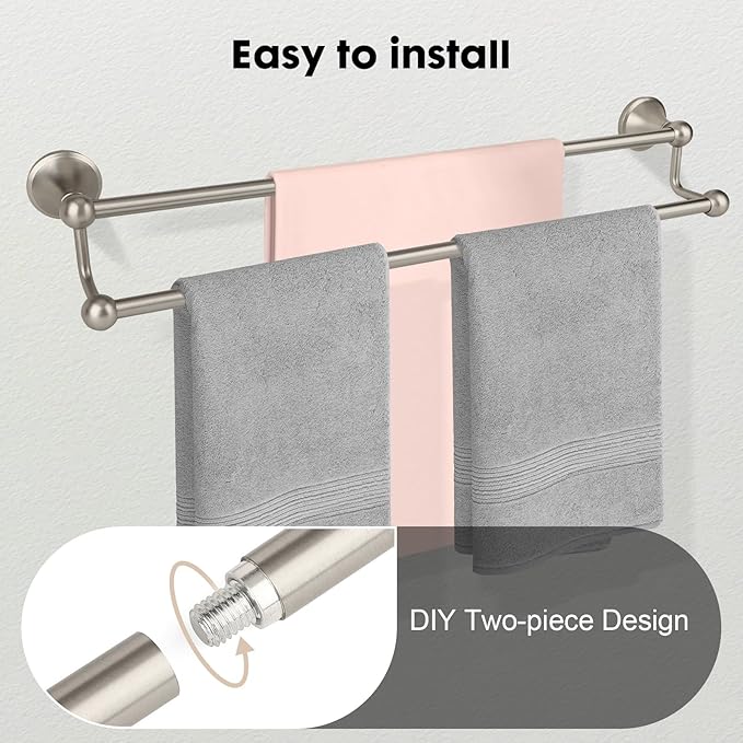 Antique Bathroom Double-Towel Bar Brushed Nickel, 24 Inch Towel Racks for Bathroom Wall Mounted,Bathroom Accessories Towel Holder,Bathroom TwoTowel Rod Hanger