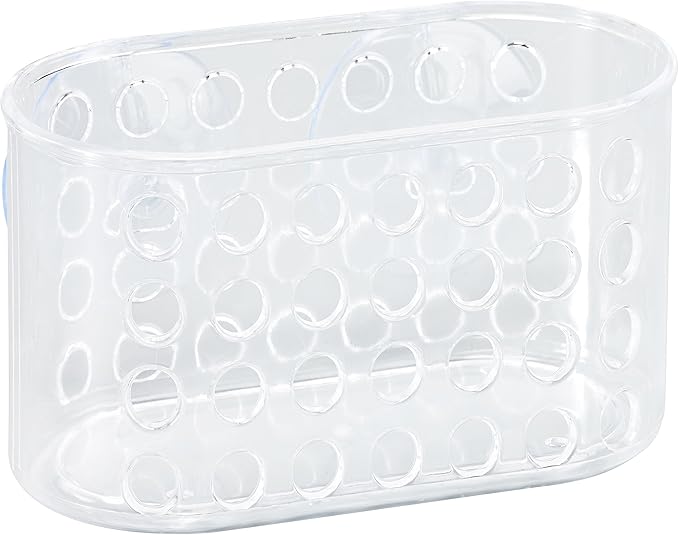 Bath Bliss Suction Cup Bath Caddy Basket, Soap and Razor Holder for Shower, Clear