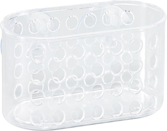 Bath Bliss Suction Cup Bath Caddy Basket, Soap and Razor Holder for Shower, Clear