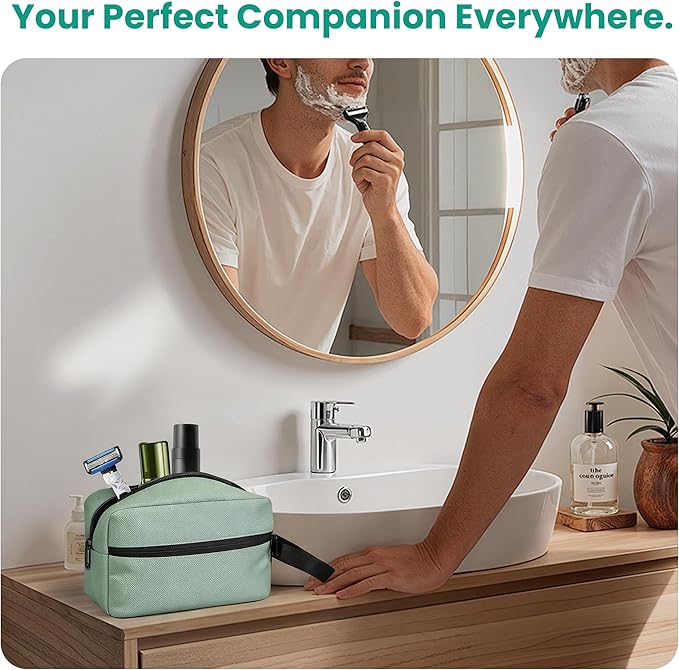 Travel Toiletry bag for Women and Men,Small Cosmetic Bag Hanging Lightweight Makeup Bag Small Tool Bag Travel Organizer accessories for Women Men - Avocado Green