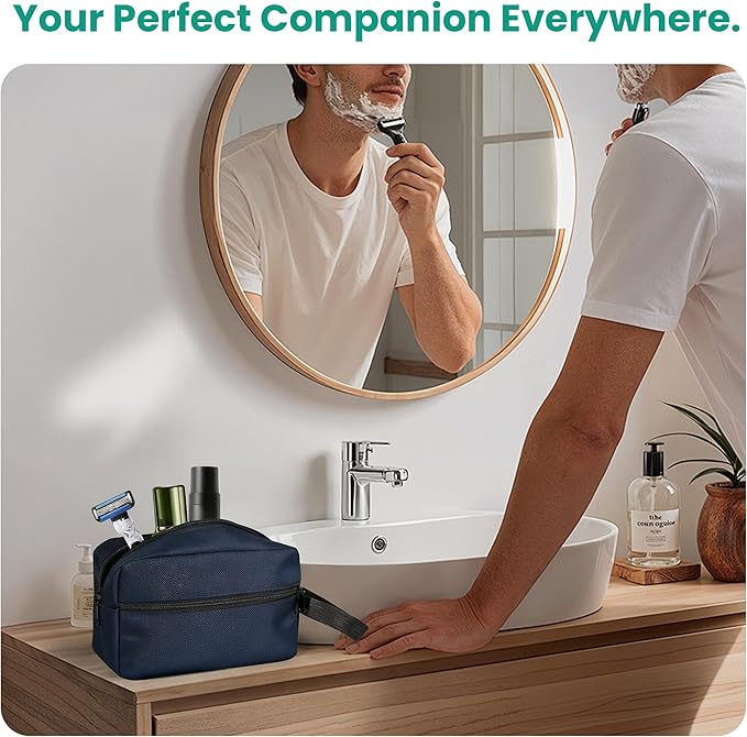 Travel Toiletry bag for Women and Men,Small Cosmetic Bag Hanging Lightweight Makeup Bag Small Tool Bag Travel Organizer accessories for Women Men - Navy Blue