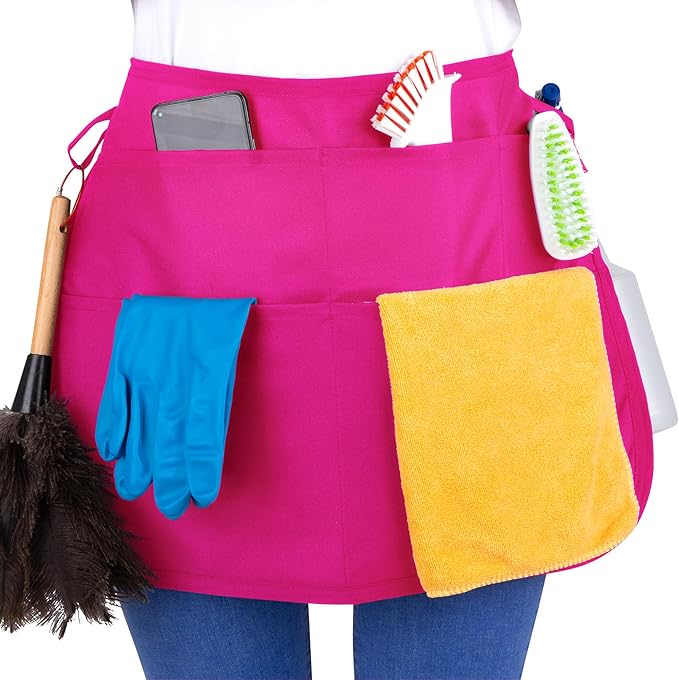5-Pocket Waterproof Professional Cleaning Apron. Made for Pro Cleaners. Like a Cleaning Caddy Around Your Waist