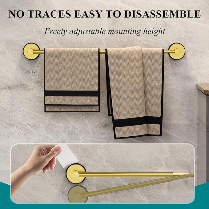 Towel Bar for Bathroom Wall,Adjustable 12~21 Inch Towel Racks for Bathroom Wall Mounted, Towel Holder for Glass Shower Door,Apparment Essentials,Home Decor-Gold(2pcs)