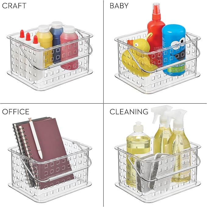 iDesign Small Clear Shower Caddy with Handle, Portable Shower Organizer for Dorm or Bathroom