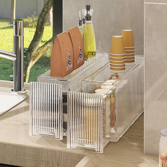 KHNR Slim Kitchen Spice Rack Organizer, 1 Tier Narrow Gap Storage Shelf with Wheels, Food Grade PET Seasoning Bottle Holder for Refrigerator Side or Cabinet Gap, Clear White