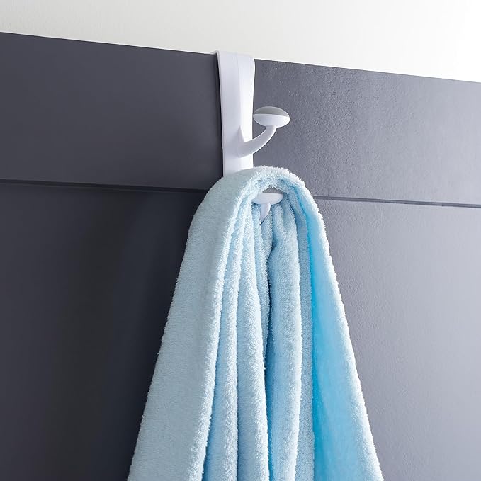 2 Pcs Over the Door Rubber Grip Hooks for Closet and Bathroom Storage, Anti-Slip Heavy-Duty Hangers for Towels Bags Coats, Sturdy Storage Organizer, No-Drill Easy Install Hangers