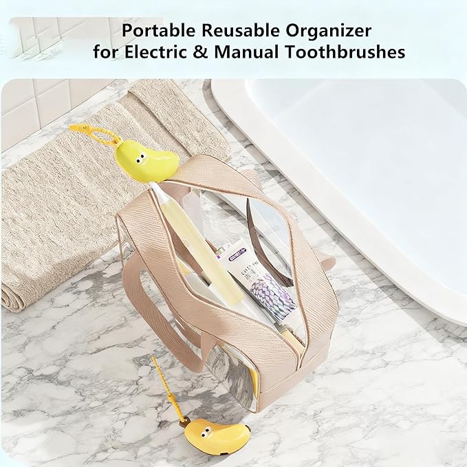 2PCS Banana Toothbrush Head Cover - Travel Toothbrush Protector with Toothpaste Case, Portable Reusable Organizer for Electric & Manual Toothbrushes, Fruit Design, Home & Travel Use
