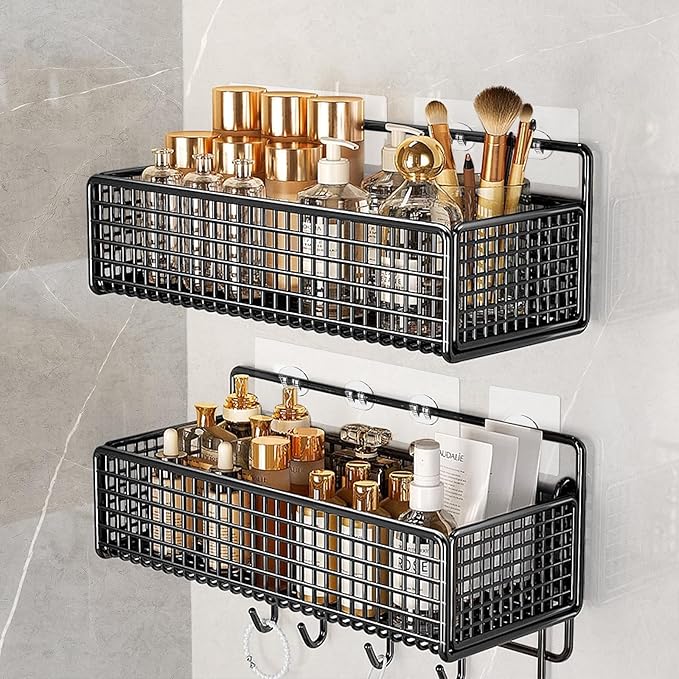 20 Pack Shower Caddy Adhesive Hooks Replacement, Shower Shelf Adhesive Replacement, Strong Adhesive Hooks for Caddy Shelves Rack Basket Holder