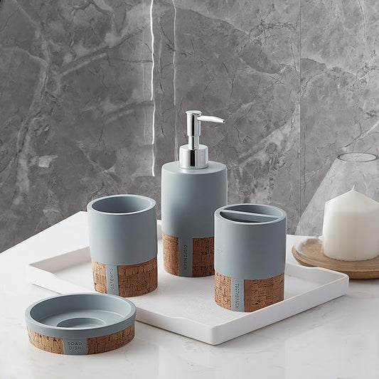 Sweet Home Collection Bathroom Accessories Sets Unique Collections Modern Classic Contemporary Decorative Beautiful Designs Bath Shower Tub Décor, 4 Piece, Moderno(Pack of 1)