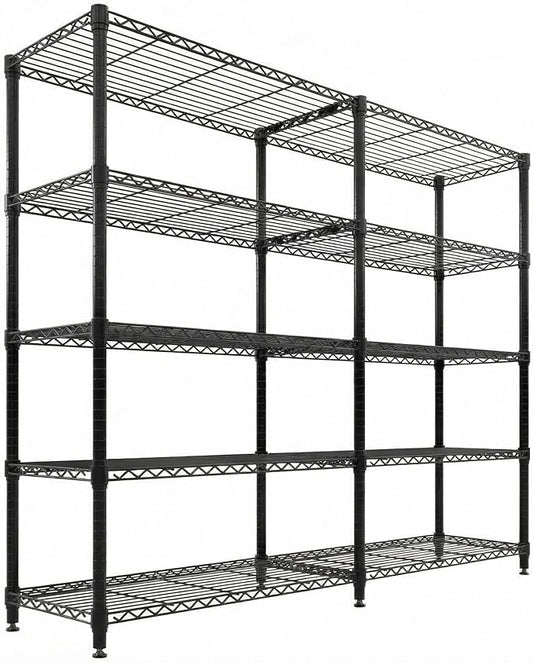 70" W Storage Shelves Metal Shelving Unit, 1325 LBS Heavy Duty Wire Shelving 5-Tier L-Shaped Storage Rack with Adjustable Shelf for Pantry Kitchen Corner