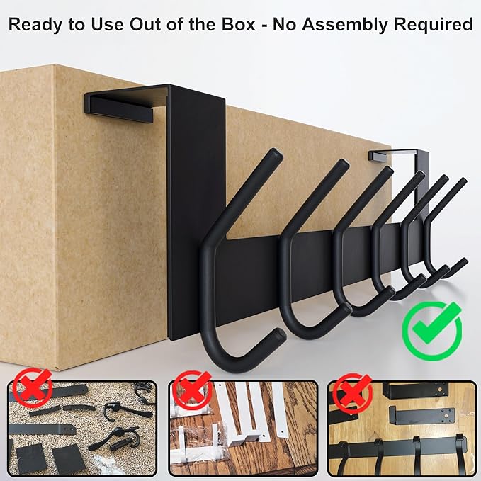WEBI Over The Door Hooks Door Hanger:Over The Door Towel Rack with 6 Coat Hooks for Hanging,Towel Hanger Door Coat Hanger Door Coat Rack for Towels,Jacket,Clothes,Back of Bathroom,Black