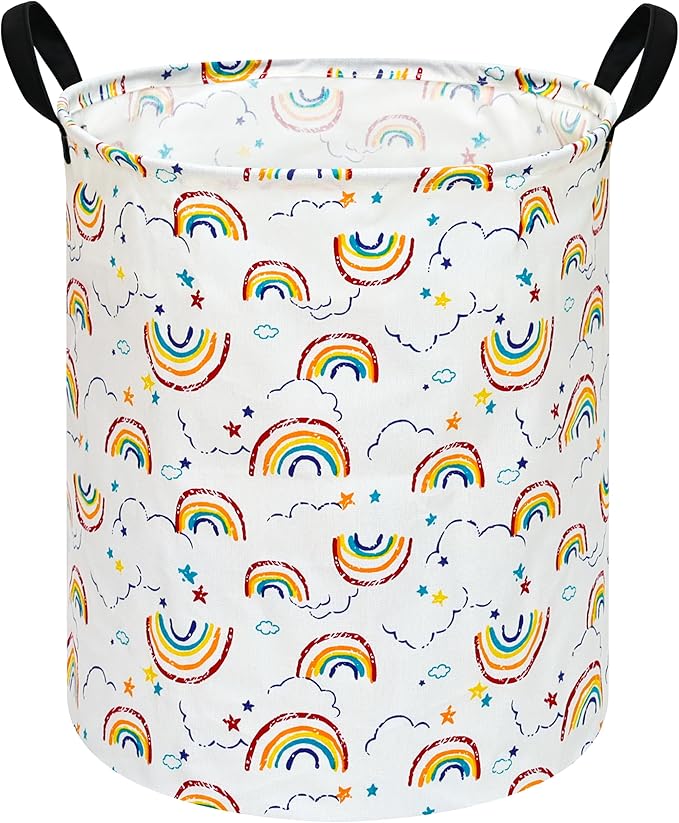 Round Laundry Hamper Storage Basket Fabric Material Storage Hamper Organization Basket, Storage Bin, Gift Box with Handles for Room