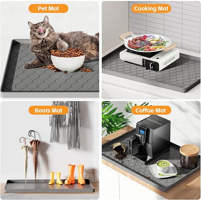 Winisok Silicone Under Sink Mat 37" x 22", Kitchen Essentials and Gadgets, Shelf Liner and Cabinet Protector, Home Organizers and Storage, Waterproof Bathroom Tray