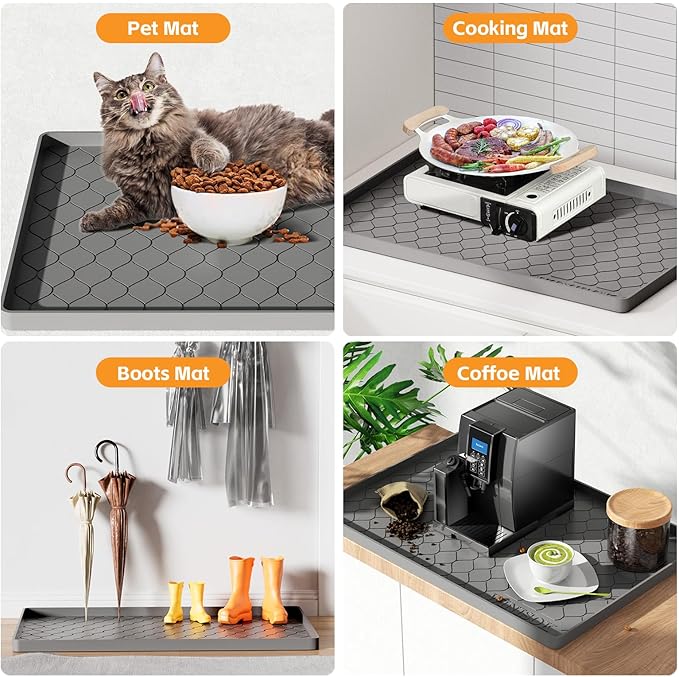 Winisok Silicone Under Sink Mat 31" x 19", kitchen Essentials and Gadgets, Shelf liner and Cabinet Protector, Home Organizers and Storage, Waterproof Bathroom Tray