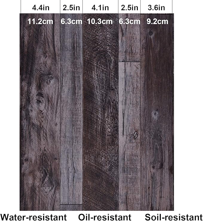 WENMER 17.71" x 590" Grey Wood Peel and Stick Shiplap Self Adhesive Wallpaper - Plank Wallpaper for Countertop, Cabinet, Shelf, Drawer, Wall, Door