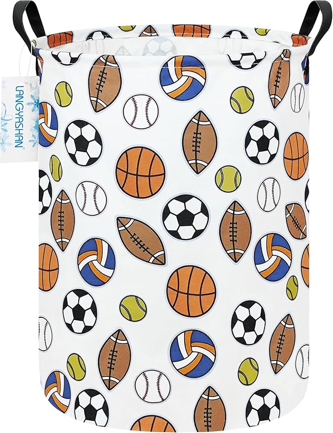Laundry Basket Canvas Fabric Collapsible Organizer Basket for Storage Bin Toy Bins Gift Baskets Bedroom Clothes Children Nursery Hamper (Colorful Balls)