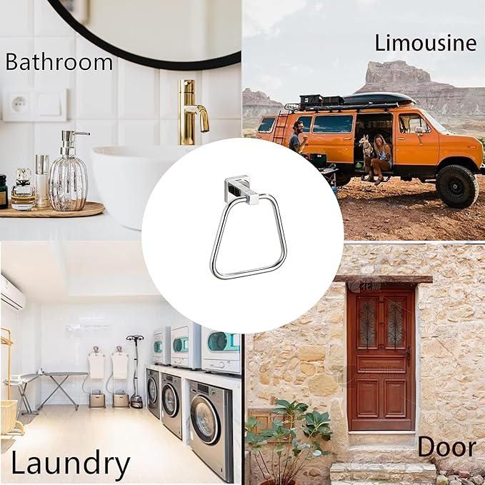 Chrome Towel Ring for Bathroom, Kitchen Bath Towel Holder Hangers Wall Mount Heavy Duty Stainless Steel