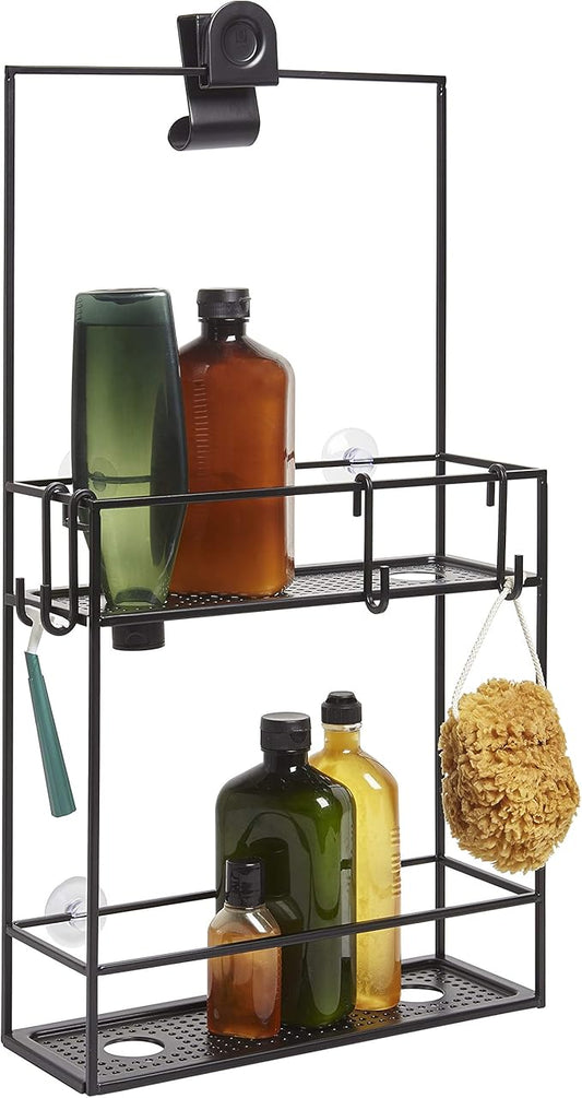 Umbra Cubiko Metal Shower Caddy, Hangs Over the Shower Head, Black