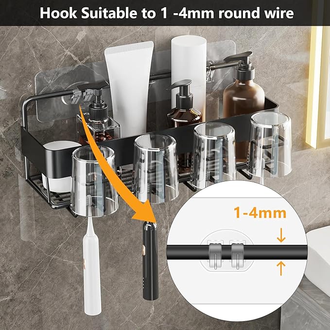12 Pack Shower Caddy Adhesive Hooks Replacement, Shower Shelf Adhesive Replacement, Strong Adhesive Hooks for Shelves Rack Basket Holder, No Drilling