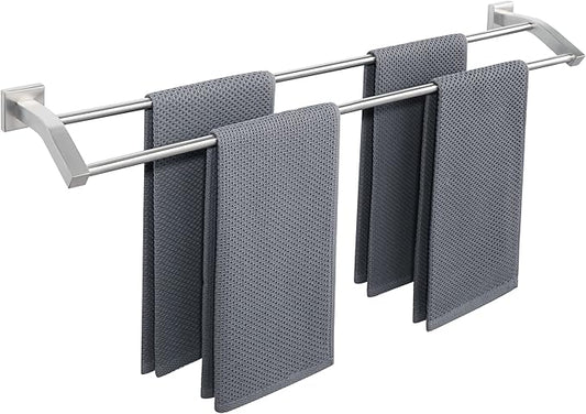 Alise Double Bath Towel Bars Towel Racks for Bathroom,Wall Mount Towel Holder Heavy Duty SUS304 Stainless Steel Towel Hanger Towel Rail,Brushed Nickel 32 Inch
